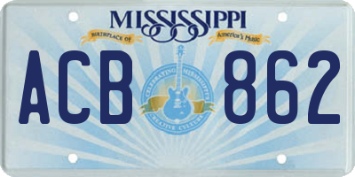 MS license plate ACB862