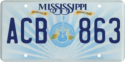 MS license plate ACB863