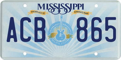 MS license plate ACB865