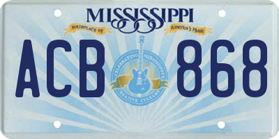 MS license plate ACB868