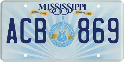 MS license plate ACB869