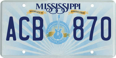 MS license plate ACB870