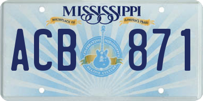 MS license plate ACB871