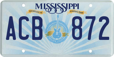 MS license plate ACB872
