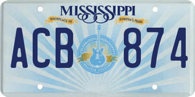 MS license plate ACB874