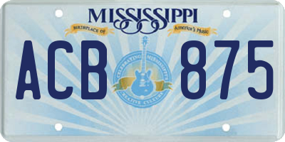 MS license plate ACB875