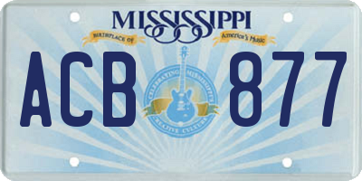 MS license plate ACB877