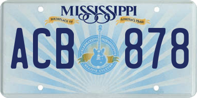 MS license plate ACB878