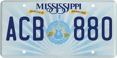 MS license plate ACB880