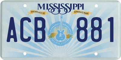 MS license plate ACB881