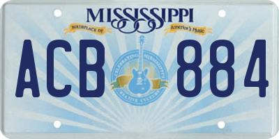 MS license plate ACB884