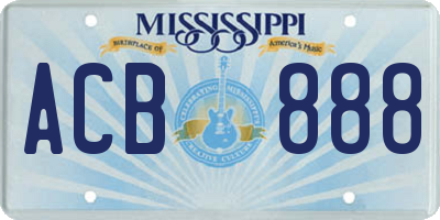 MS license plate ACB888
