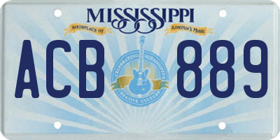 MS license plate ACB889
