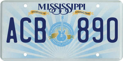 MS license plate ACB890