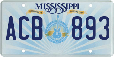 MS license plate ACB893