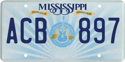 MS license plate ACB897
