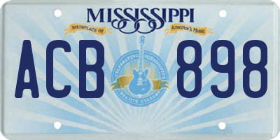 MS license plate ACB898