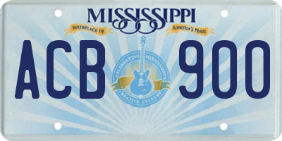 MS license plate ACB900
