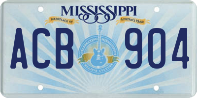 MS license plate ACB904
