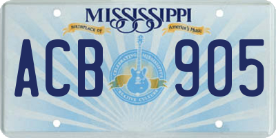 MS license plate ACB905
