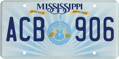 MS license plate ACB906
