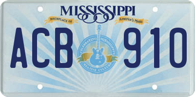 MS license plate ACB910