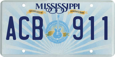 MS license plate ACB911