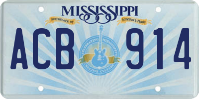 MS license plate ACB914