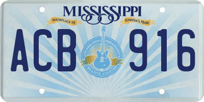 MS license plate ACB916
