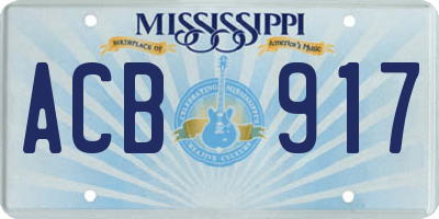 MS license plate ACB917