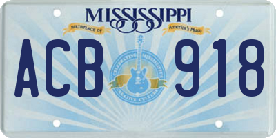 MS license plate ACB918