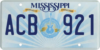 MS license plate ACB921