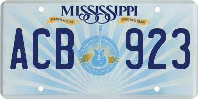 MS license plate ACB923