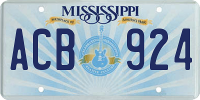 MS license plate ACB924