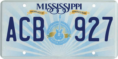MS license plate ACB927