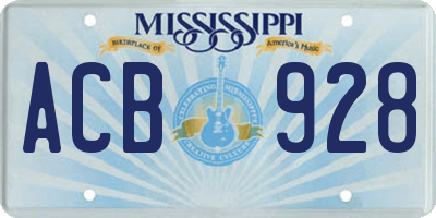 MS license plate ACB928