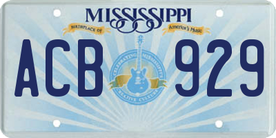 MS license plate ACB929