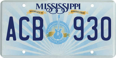 MS license plate ACB930