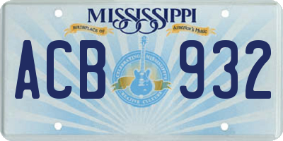 MS license plate ACB932