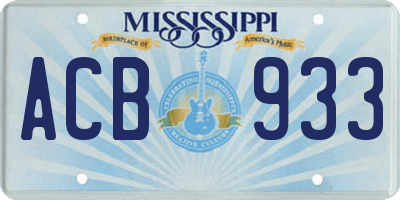 MS license plate ACB933