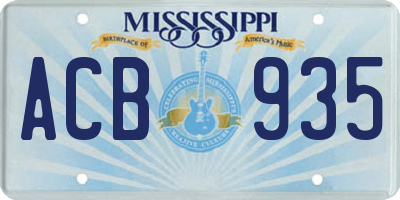 MS license plate ACB935