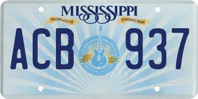 MS license plate ACB937