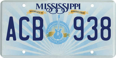 MS license plate ACB938