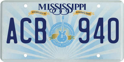 MS license plate ACB940