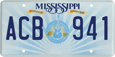 MS license plate ACB941