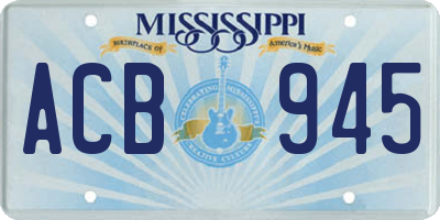 MS license plate ACB945