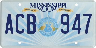 MS license plate ACB947