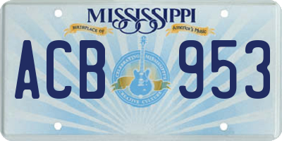 MS license plate ACB953