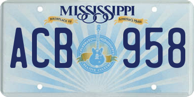 MS license plate ACB958
