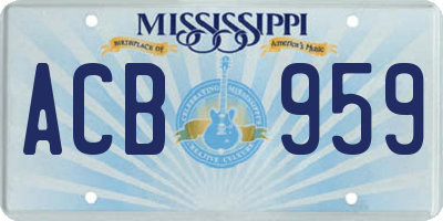 MS license plate ACB959